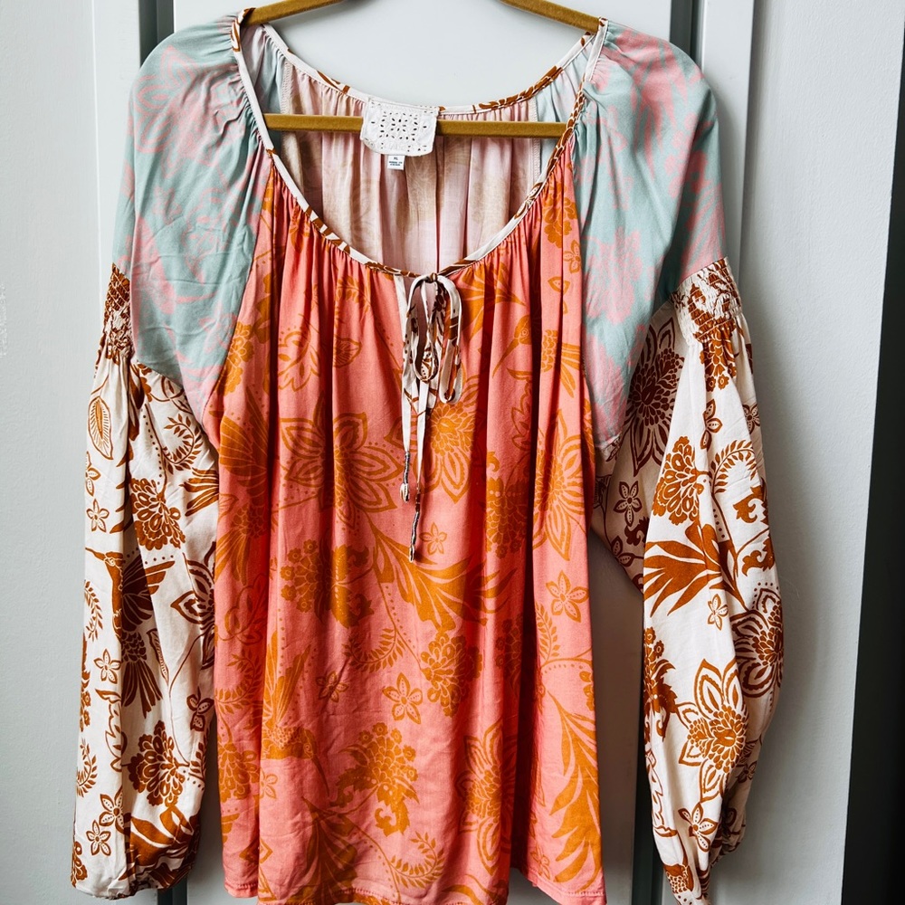 JOHNNY WAS Peasant Style Top * Multi Color* Size XL